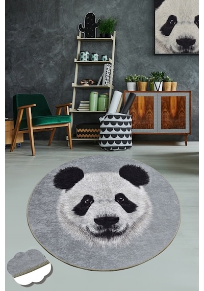Huge Panda Djt Çap 120 Cm Dekoratif Yıkanabilir Kaymaz Taban