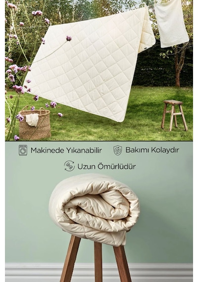 Çift Kişilik Kuzu Yünü %100 Doğal Yorgan Özel Çantalı Organik Merinos Yün Yorgan Beyaz