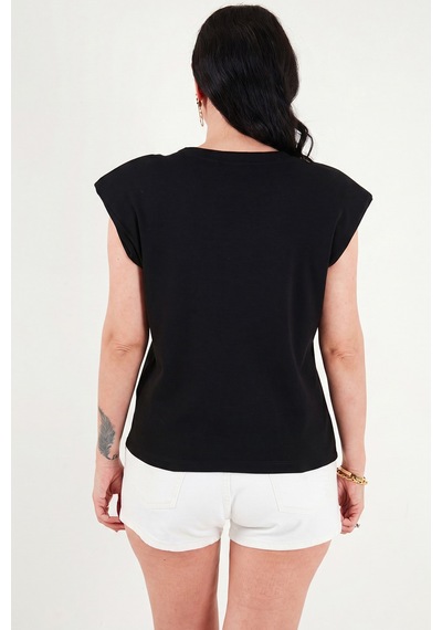 Lela Pamuklu Regular Fit Taş Detaylı Bluz Bayan Bluz 5866945 Siyah