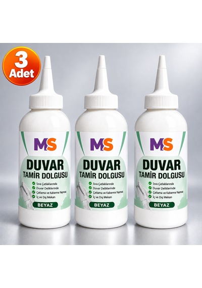3 Adet Hazır Duvar Tamir Dolgusu Beyaz 220 Gr Macunu Zemin Alçı Sıva Çatlak Boşluk Onarıcı Giderici 1 Adet