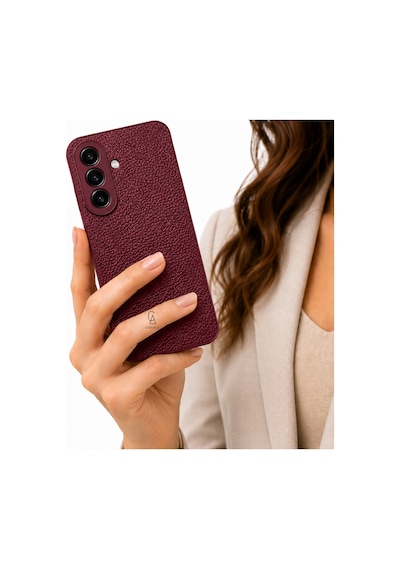 Samsung Galaxy A27 Uyumlu Deri Dokulu Yumuşak Silikon Telefon Kılıfı Kapak Bordo