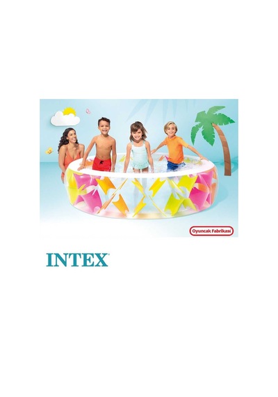 İntex 56494 Yumuşak Desenli Şeffaf Şişme Havuz 229x56 cm Çok Renkli