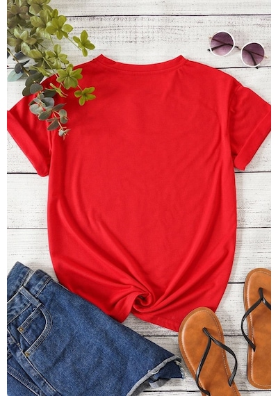 Unisex White Angel Baskılı T-shirt Kırmızı