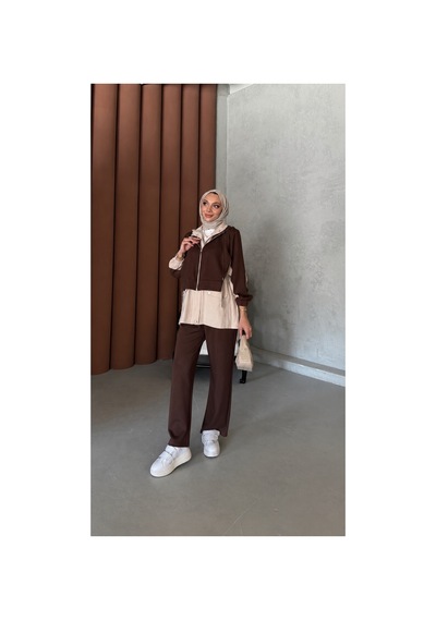 Riella Butik Alya Tesettür Takım Kahverengi