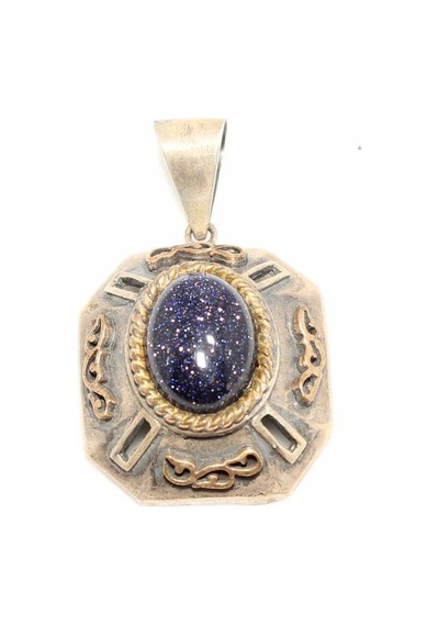 925 Ayar Gümüş Bronz Karışımı Gece Mavisi Star Taşlı Otantik Kolye Ucu
