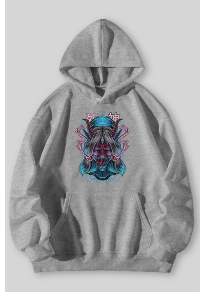 Harmandar Shinigami Japan Baskılı Unisex Siyah Gri Kanguru Cepli Kapüşonlu Sweatshirt Hoodie Gri Harmandar Shinigami Japan Baskılı Unisex Siyah Gri Kanguru Cepli Kapüşonlu Sweatshirt Hoodie Gri