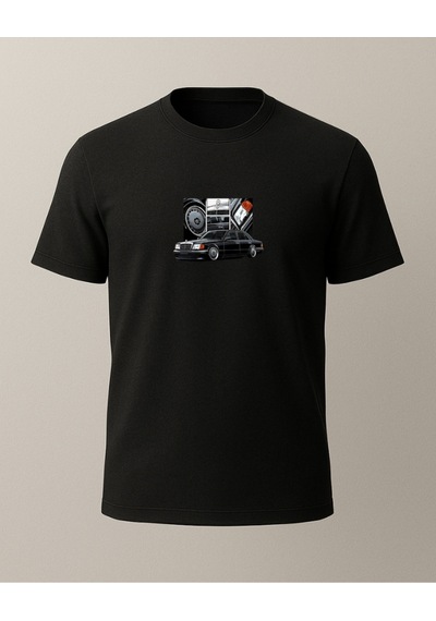 Mersedes Baskılı T-shirt Siyah