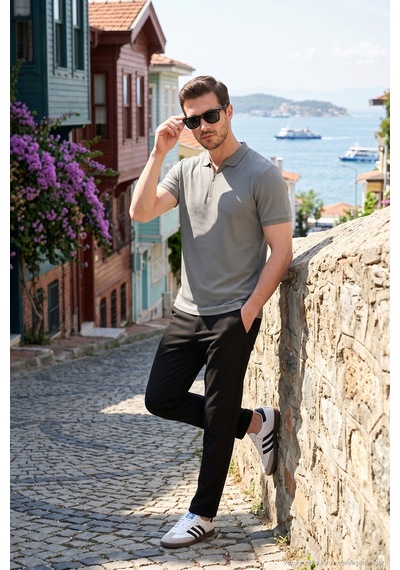 Buratti Pamuklu Regular Fit Fermuarlı Erkek Polo Yaka T Shirt 5902738 Açık Haki