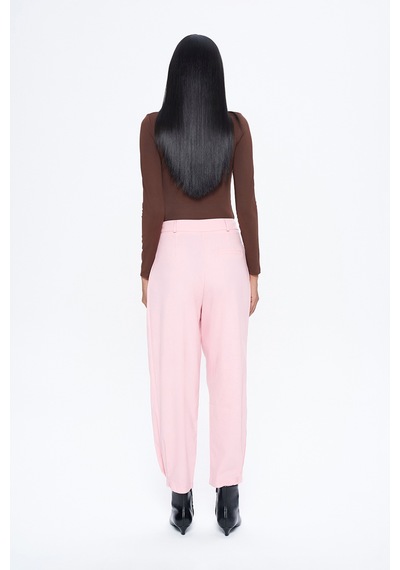 Quzu Pile Detaylı Jogger Pantolon Pembe