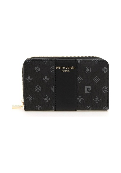 Pierre Cardin Kadın Cüzdan Siyah Deri, Şık Tasarım, Geniş Kart Bölmeli, Fermuarlı 06pc24k5022 Siyah