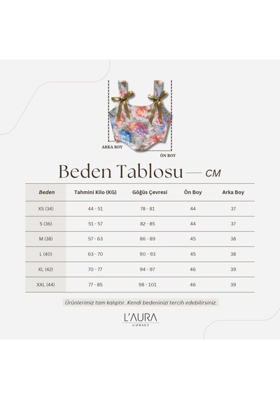 L'aura Corset Pastel Çiçek Desenli Bayan Korse Büstiyer Çok Renkli