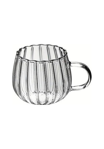 Ateşe Dayanıklı 400 Ml Çizgili Borosilikat Cam Kupa Bardak Mıt1099 Açık Ahşap