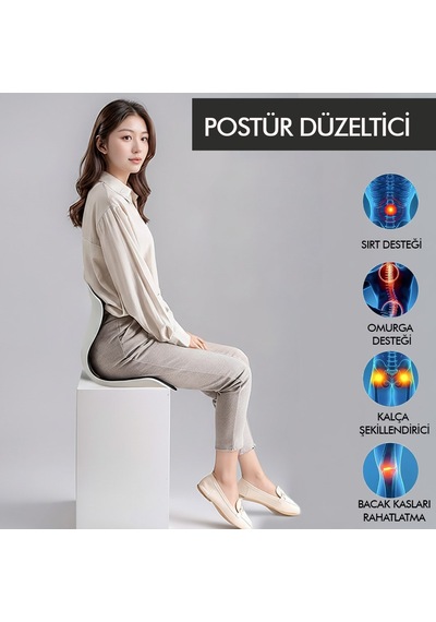 Ergonomik Bel Destekli Oturma Minderi Postür Düzeltici İş Ev Ve Araç Kaymaz Sırt Ve Koltuk Yastığı