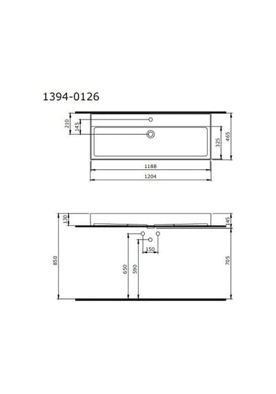 Bocchi Milano Etajerli Lavabo 120 CM Parlak Beyaz 1394-001-0126