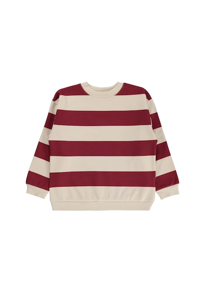 Civil Boys Kalın Çizgili Basic 10-13 Yaş Sweatshirt - Bordo