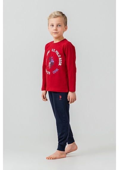 U.S. Polo Assn. Erkek Çocuk Pijama Takımı Baskılı Kırmızı Uzun Kol Pijama Takımı Us2638-c-v2 Us2638-c-v2