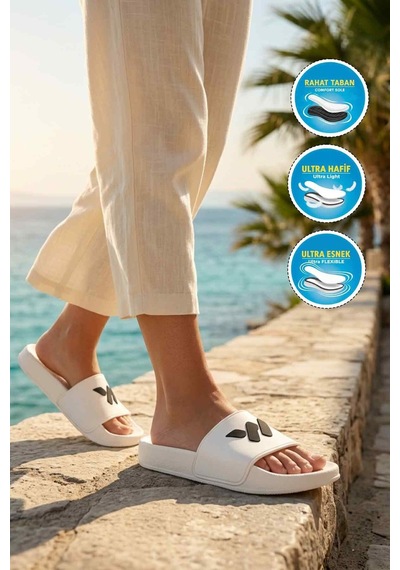 Walkway Beyaz Hafif Esnek Unisex Terlik 8000-02 G