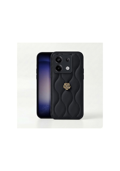 Xiaomi Redmi Note 13 Pro 5g  Kılıf Zebana Camellia Deri Kılıf Siyah