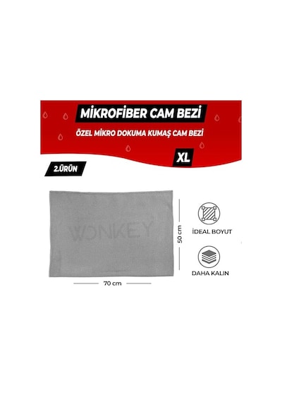 Wonkey - Mikrofiber Oto Yıkama Temizleme Seti Araç Kurulama Havlusu + Otomobil Cam Bezi + Araba Yıkama Eldiveni Paketi, Profesyonel Araç Bakım Seti 3'lü Set Açık Indigo
