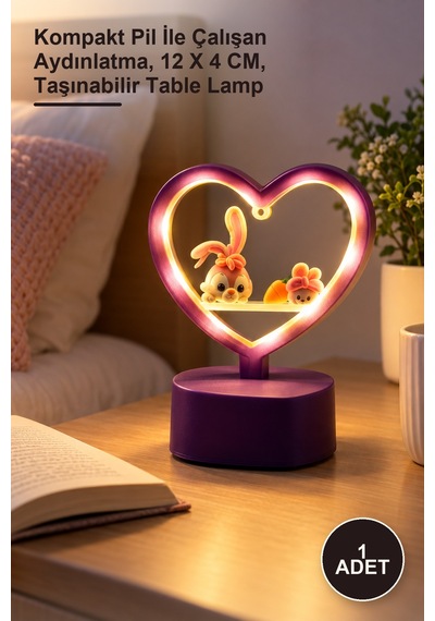 1 Adet Masa Üstü Ledli Lamba Kompakt Pil İle Çalışan Aydınlatma, 12 X 4 Cm, Taşınabilir Table Lamp Sarı