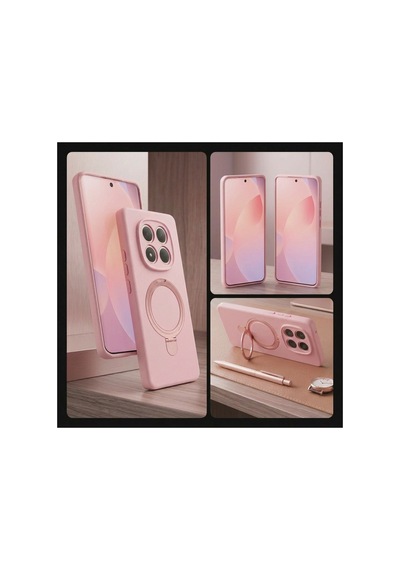 Xiaomi Redmi Note 15 Pro Kılıf M-safe Şarj Özellikli Standlı Premium Kapak Pembe Pembe