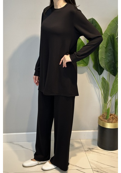 Lale Butik Örme Modal Pantolonlu Takım 19005 Siyah