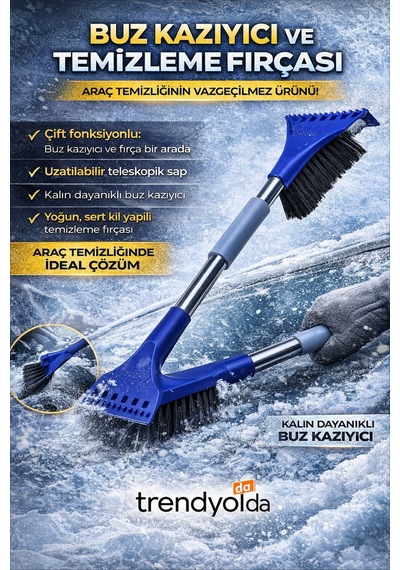 Teleskopik Buz Kazıyıcı Ve Kar Temizleme Fırçası Uzatılabilir Saplı Araç Cam Temizleme Aparatı - 842428266 Diğer