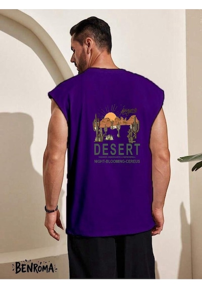 Desert Baskılı Kolsuz Tişört Mor