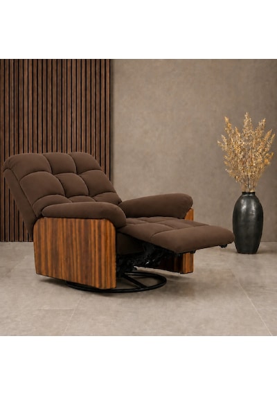 Smarto Relax Tv Koltuğu Porto Comfort Döner Ve Sallanan Elektrikli Mekanızmalı Sırt Dayanağı Kontrol Panelli Ergonomik 8 Farkli Renk Seçenek Dekoratif Baba Koltuğu Kahverengi