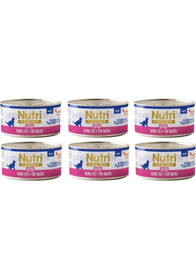 Nutri Feline Kitten Tavuk Etli Ve Ton Balıklı Tahılsız Yavru Kedi Konservesi 70 G X 6 Adet