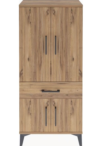 Arges Dolap 2 Raflı Tek Çekmeceli 4 Kapaklı 60x30x134 Çam-çam Çam