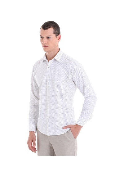 Hatemoğlu Yeşil Slim Fit Baskılı Pamuklu Uzun Kollu Klasik Gömlek Yeşil