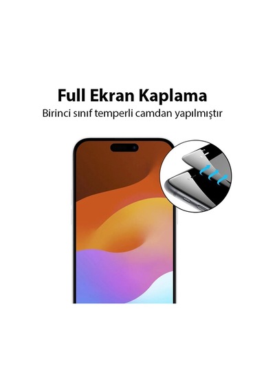 Ally Apple iPhone 15 Pro Uyumlu Full Glue Tempered Kırılmaz Cam Ekran Koruyuc