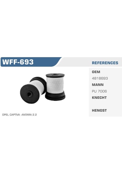 WINKEL WFF-693 Mazot Filtresi Thema 11- / Antara 10- / Captiva 11- / Cherokee 11- 2.2 Cdtı 2.0 2.2 3.0 Crd İkili