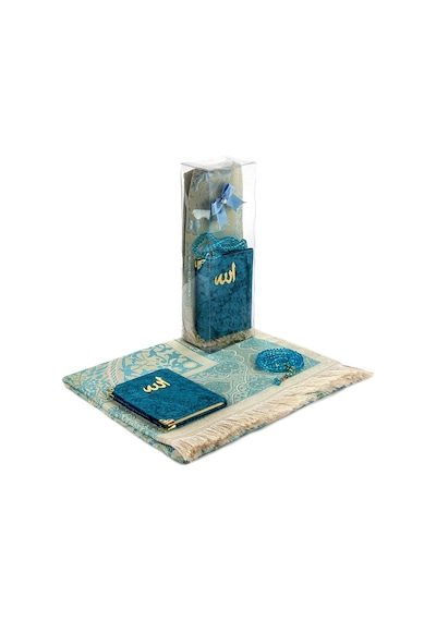 Pvc Kutulu Seccade Seti - Kadife Kaplı Yasin - Seccade - Tesbih - (479778387)