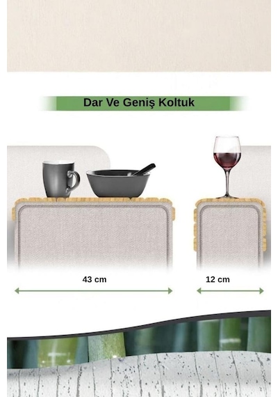 Bambu Koltuk Kolu Sehpası Esnek Lamelli Kolçak Tepsisi, Kanepe Üstü Servis & İçecek Standı Bambu