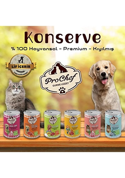 24 Adet Yavru Kuzu Etli Kıyılmış Köpek Sı 415 Gr 24'lü Pro Chef Konserve Yaş