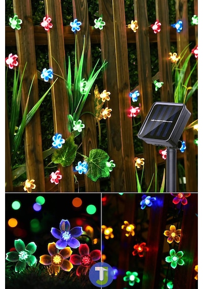 Technojet 20 Çiçekli Led Solar Rgb Bahçe Dekorasyon Güneş Enerjili Aydınlatma Modlu
