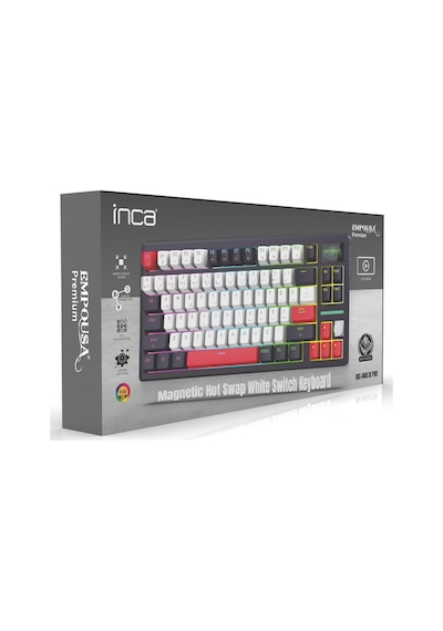 Inca Ikg-460ix Pro Manyetik White Switch Gaming Klavye 2k Hz Hot Swap Bluetooth 5.4 Rgb Dijital Bilgi Ekranı