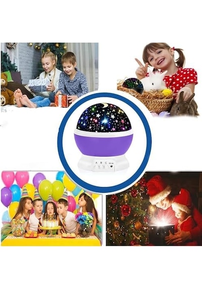 Star Master Masa Lambası, Gökyüzü Projeksiyon Gece Lambası, Yıldızlı Gece Lambası, Dekoratif Ve Şık Tasarım Mor .