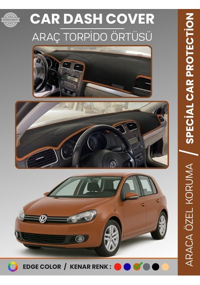 Volkswagen Golf 6 2008-2012 Torpido Örtüsü Ön Göğüs Koruma Tam Uyum Uv Koruma - 264 Stiloto