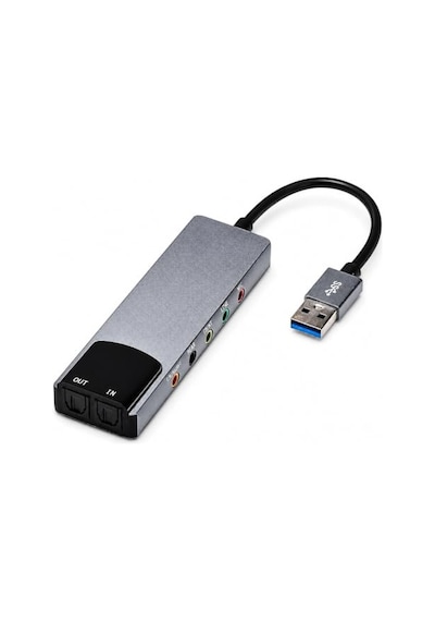 overzone 6 İn 1 Usb Harici Ses Kartı, ENT 5.1 Ve 7.1 Kanal, Spdıf Optik Giriş Çıkış, Mikrofon Line In Front Rear Center Bass, Usb 2.0, 32/44/48khz, Aes/ebu Iec60958, Windows Mac Uyumlu Zr1311