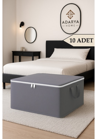Adarya Home 10 Adet Büyük Boy Antrasit Bazaaltı Hurç 64 X 45 X 22 Cm Antrasit