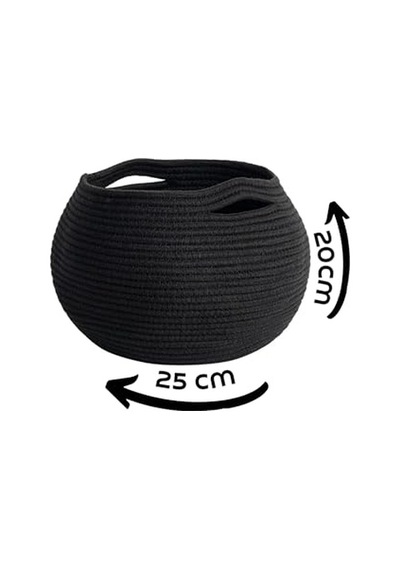 3 Adet Yuvarlak Sepet 20cm Siyah Jüt Dekoratif Düzenleyici Organizer Diğer