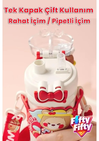 Dıller 490 Ml Tek Kapak Çift Kullanım Pipetli/pipetsiz Boyun Askılı Çelik Termos -ffdıllerd490ml Kahverengi