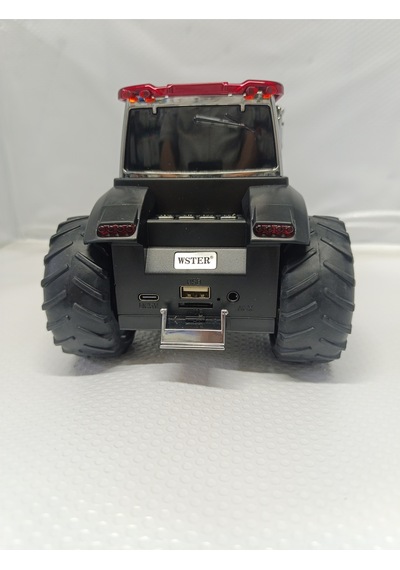 Traktör Şeklinde Bluetooth Hoparlör Şarjlı Kablosuz Speaker Fm Sd Kart Usb - Kırmızı- Tek Ebat