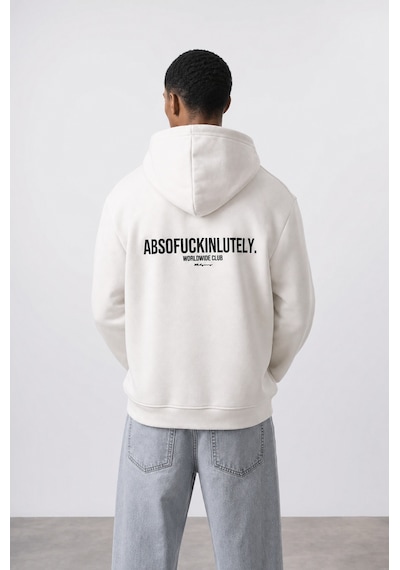 Respire Erkek Absofuckinlutely Baskılı Oversize Hoodie Ekru