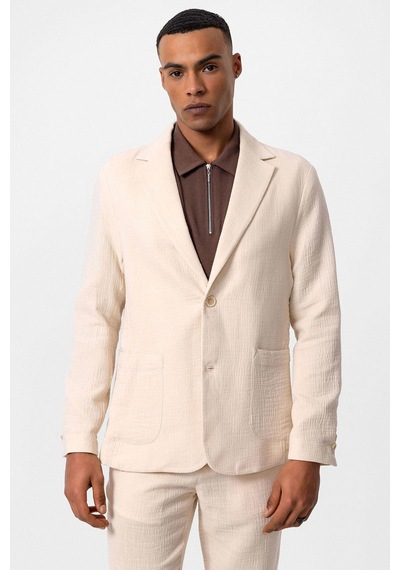 Antioch Astarsız Torba Cepli Erkek Blazer Ceket Ekru