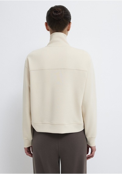 Mavi - Yarı Fermuarlı Ekru Tencel Sweatshirt 1s10488-70005 Ekru