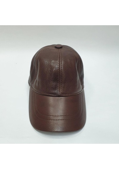 Kahve Renk Deri Unisex Şapka Siyah